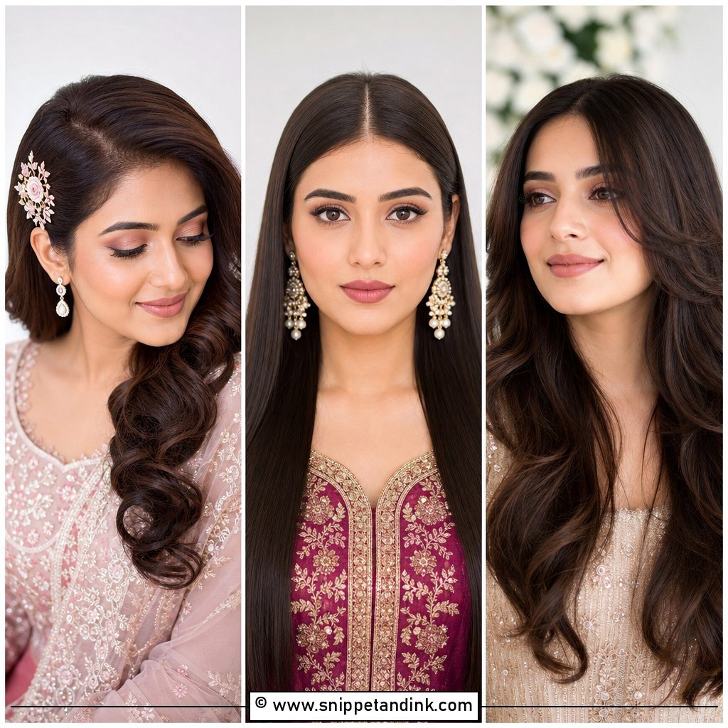 25 Indian Bridal Open Hairstyles for Soft Romantic Glam