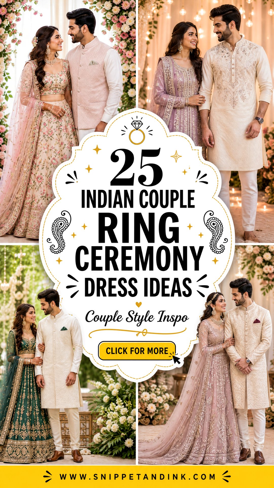 25 Indian Couple Ring Ceremony Dress Ideas to Inspire You - 25 Indian Couple Ring Ceremony Dress Ideas to Inspire You