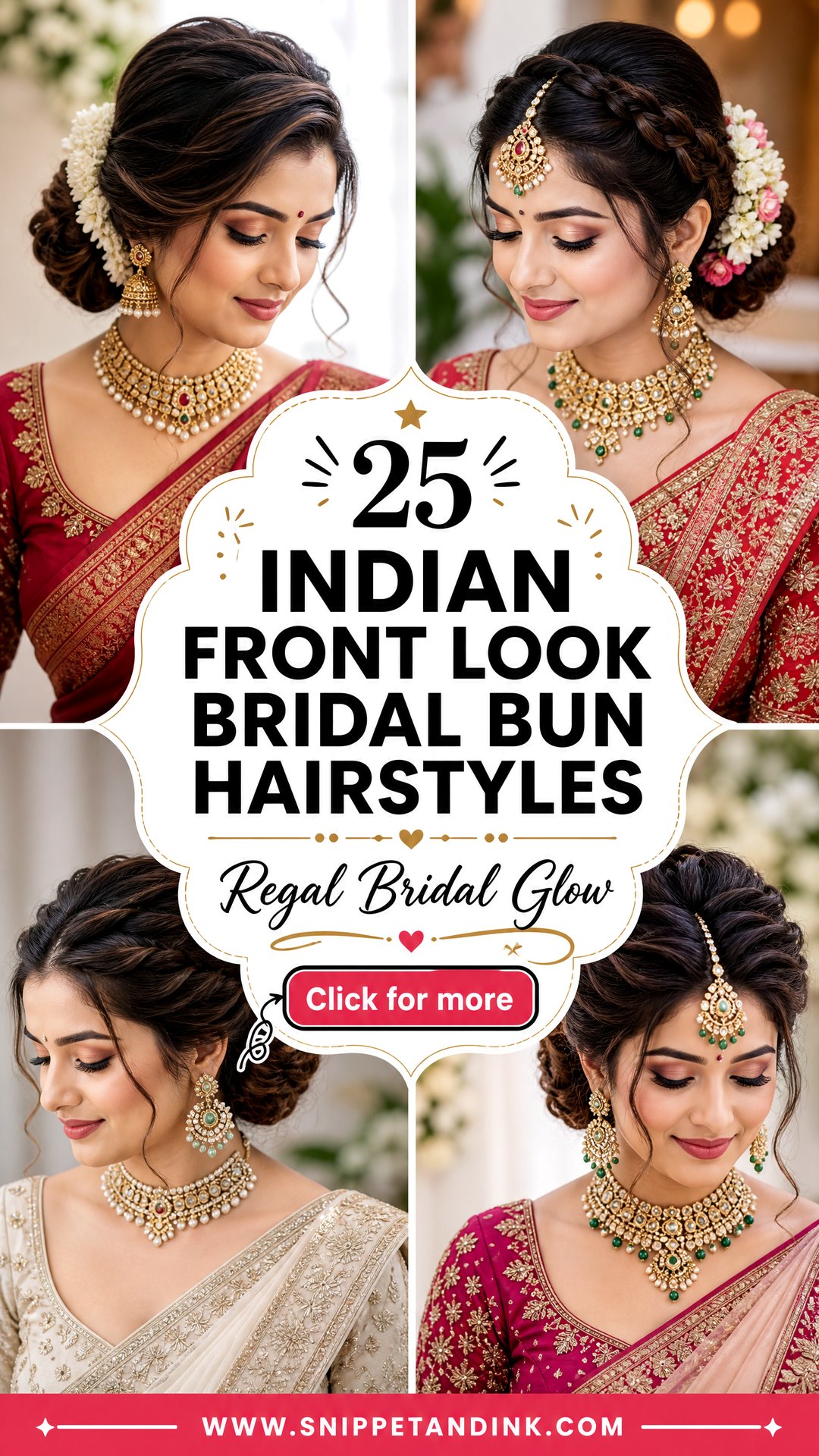 25 Indian Front Look Bridal Bun Hairstyles for Brides - 25 Indian Front Look Bridal Bun Hairstyles for Brides