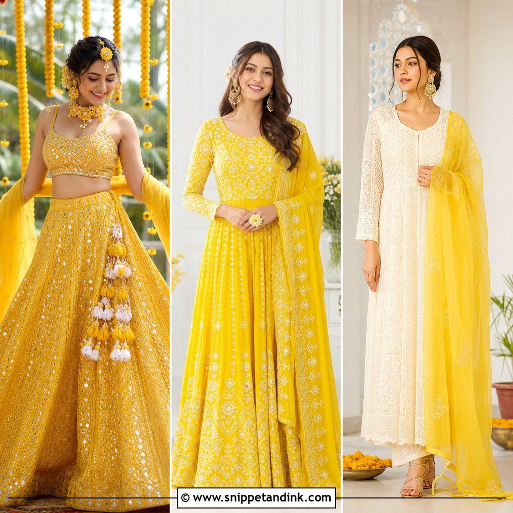 25 Indian Haldi Dress for Bride Ideas