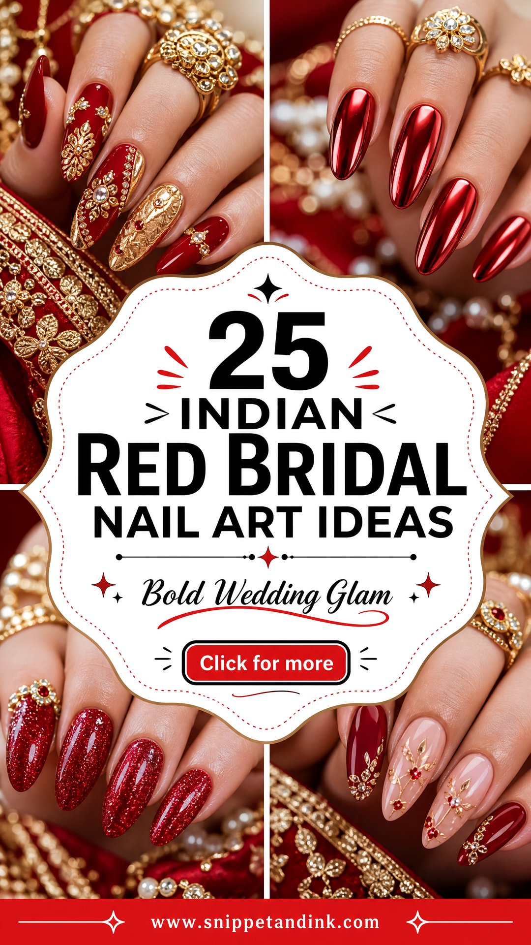 25 Indian Red Bridal Nail Art Ideas for Bold Wedding Glam - 25 Indian Red Bridal Nail Art Ideas for Bold Wedding Glam