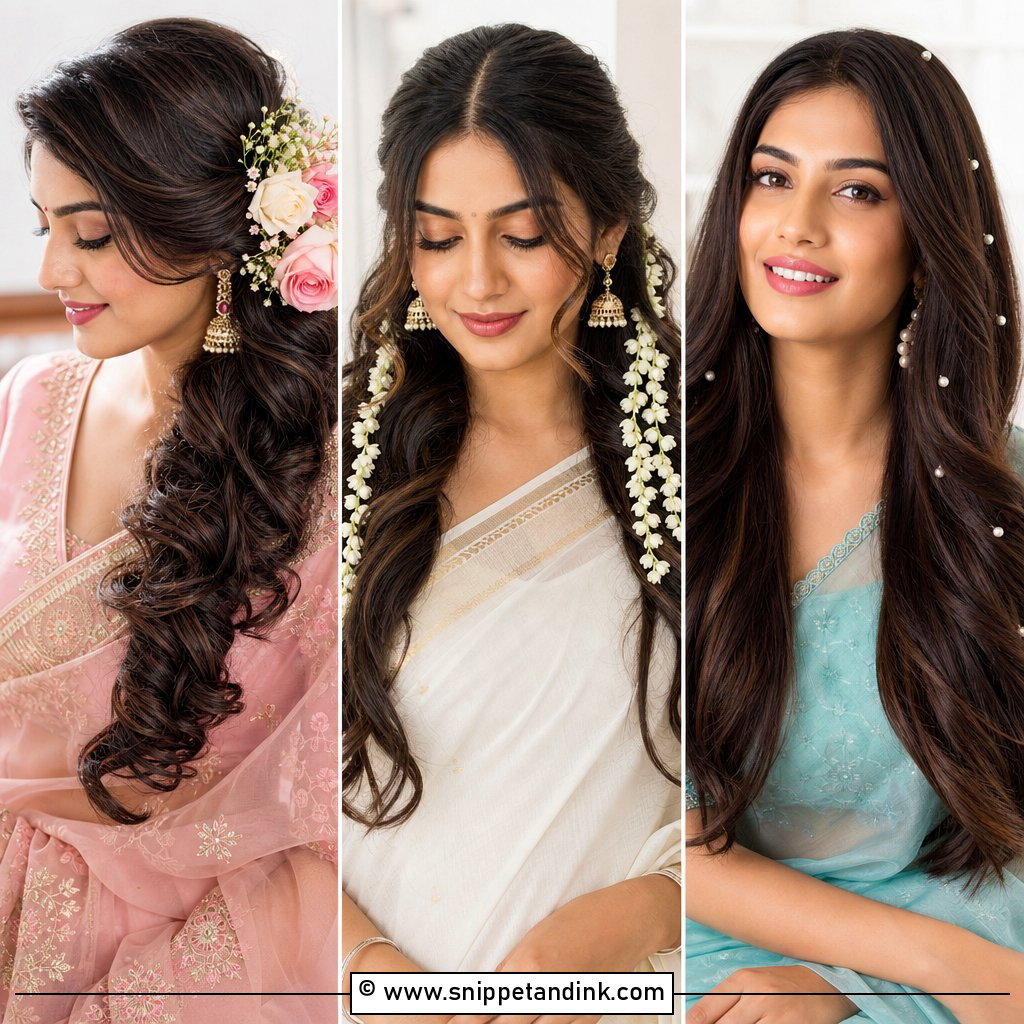 25 Indian Wedding Open Hair Hairstyles for Soft Bridal Glam