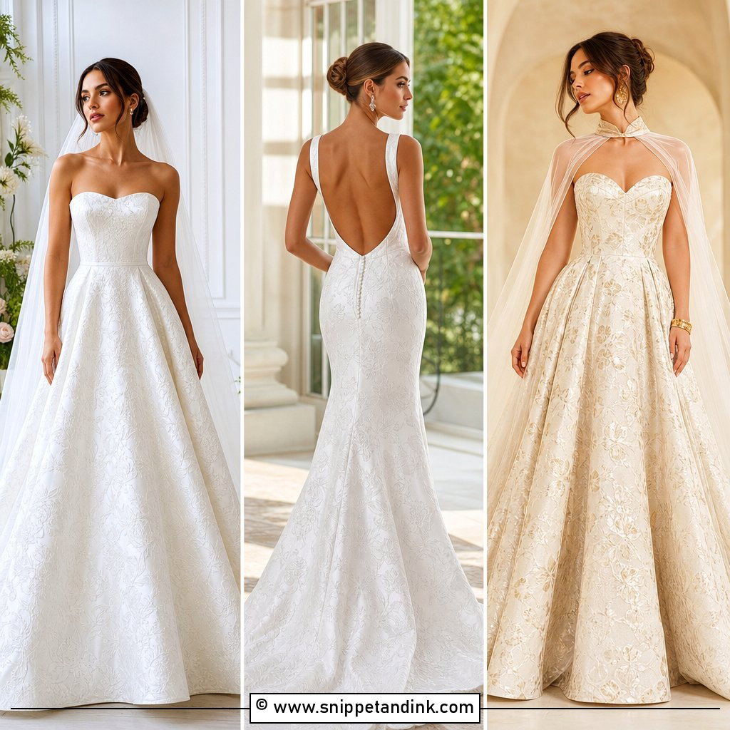 25 Jacquard Wedding Dress Ideas for Luxe Bridal Texture