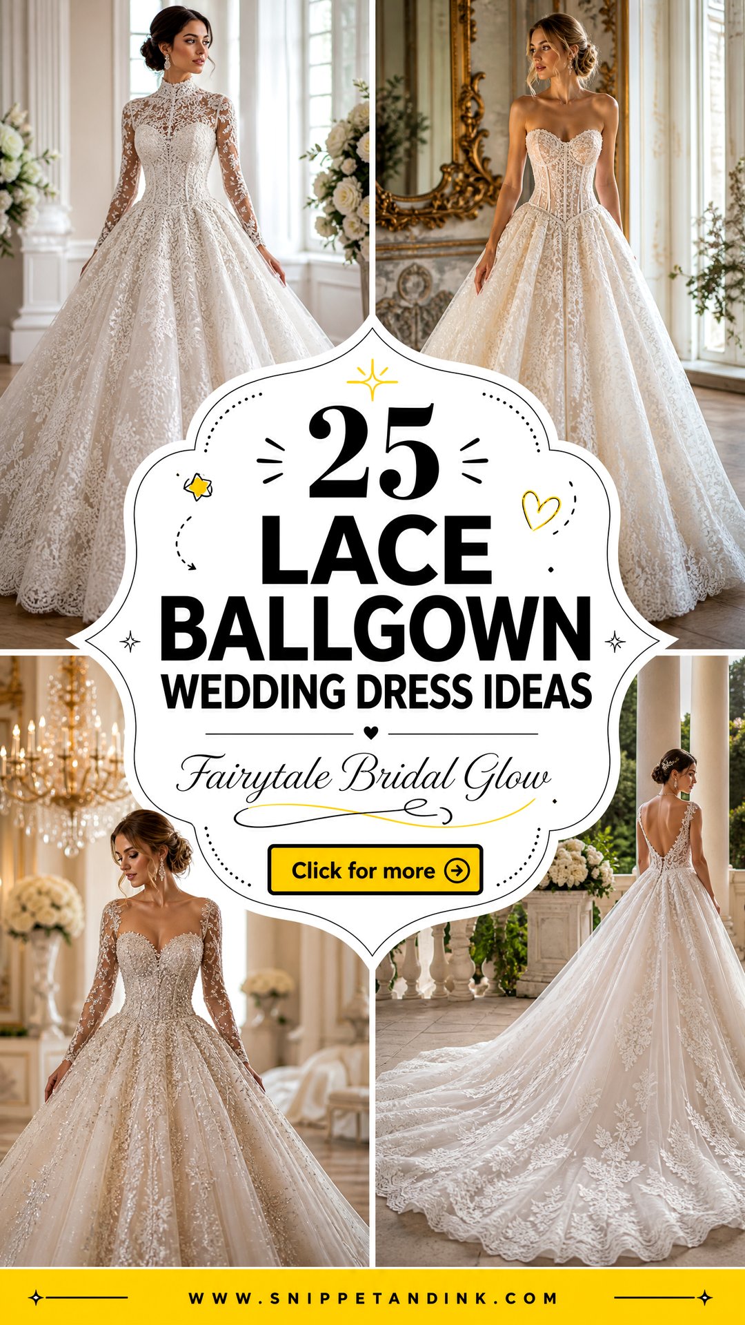 25 Lace Ballgown Wedding Dress Ideas for Fairytale Brides - 25 Lace Ballgown Wedding Dress Ideas for Fairytale Brides