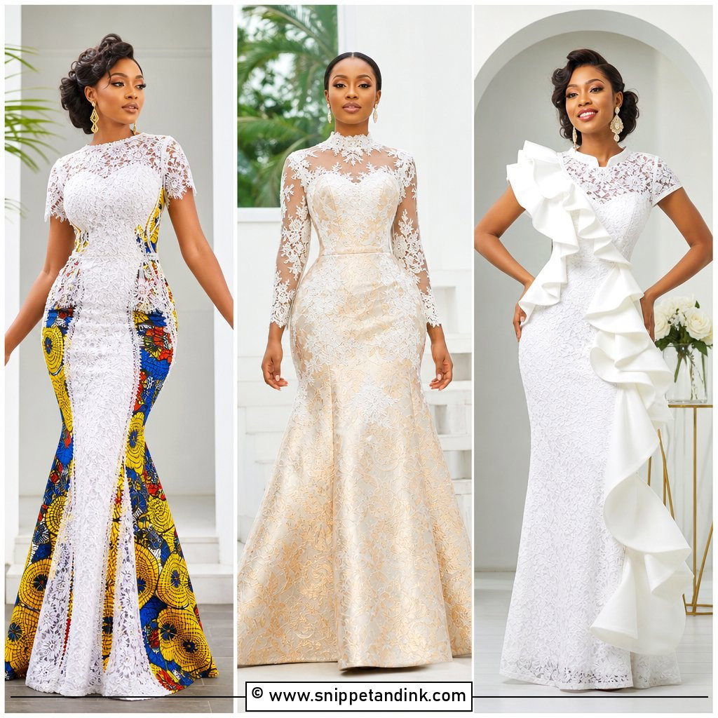 25 Lace Combination Gown Styles for Elegant Wedding Looks