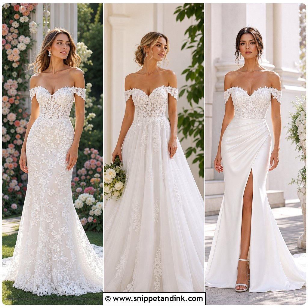 25 Lace Off the Shoulder Wedding Dress Ideas for Modern Brides