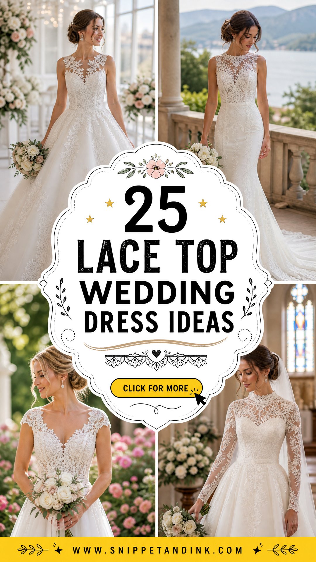 25 Lace Top Wedding Dress Ideas for a Graceful Bridal Look - 25 Lace Top Wedding Dress Ideas for a Graceful Bridal Look