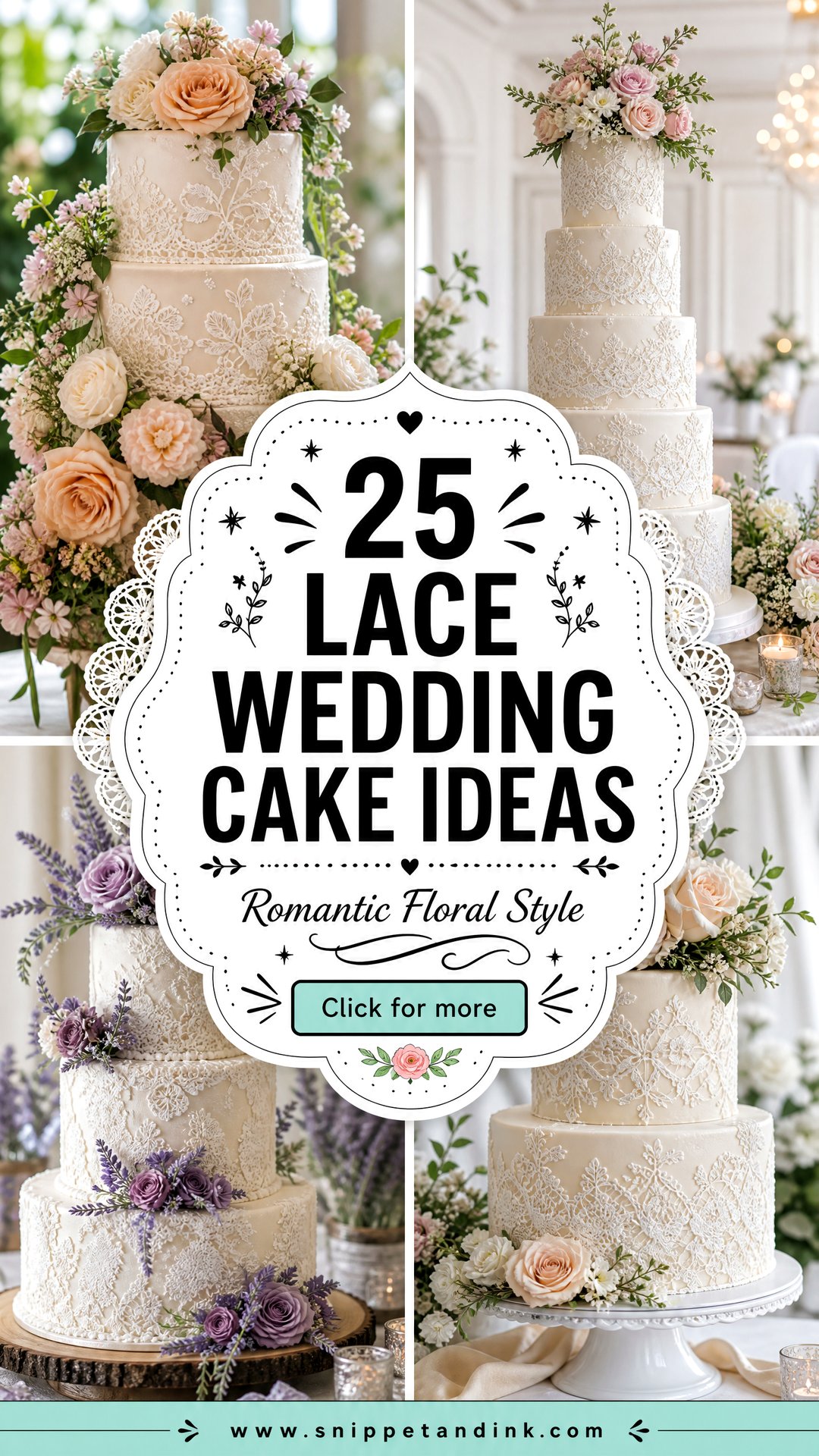 25 Lace Wedding Cake Ideas with Flowers for Romantic Style - 25 Lace Wedding Cake Ideas with Flowers for Romantic Style