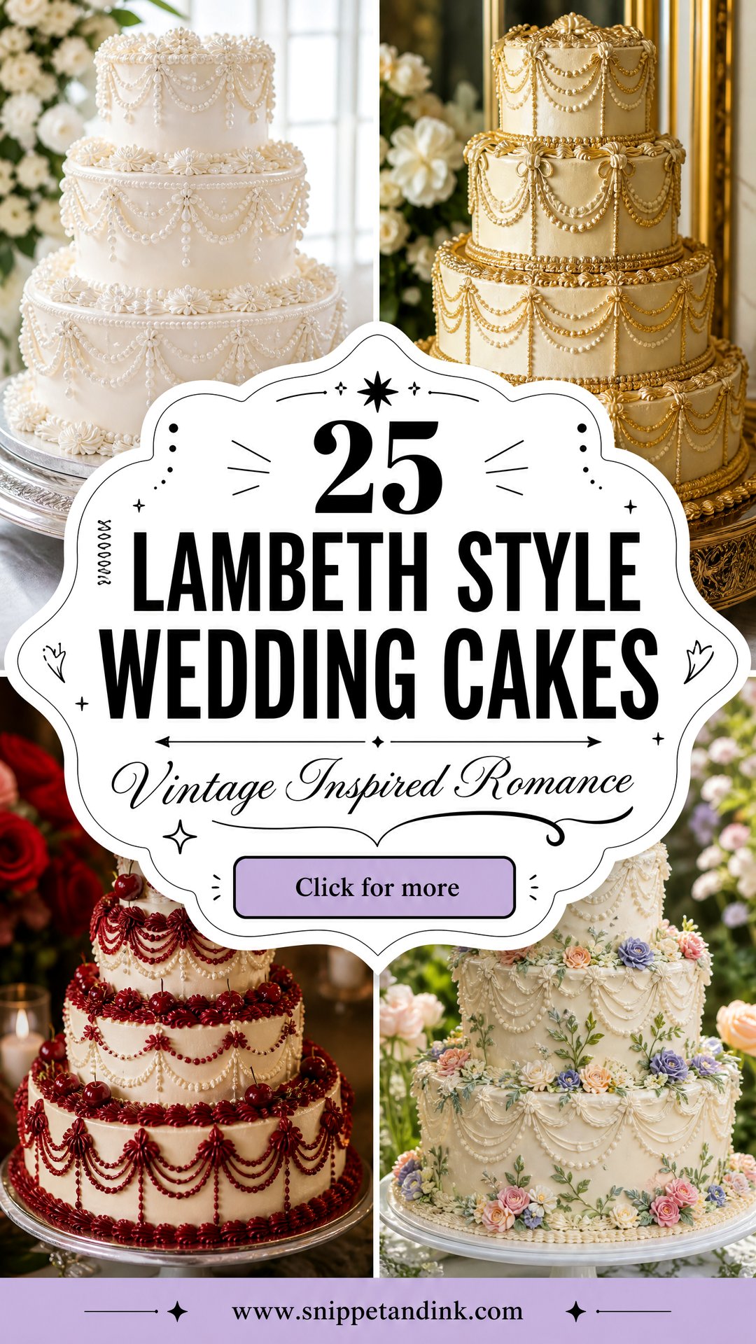 25 Lambeth Style Wedding Cakes for Vintage-Inspired Romance - 25 Lambeth Style Wedding Cakes for Vintage-Inspired Romance