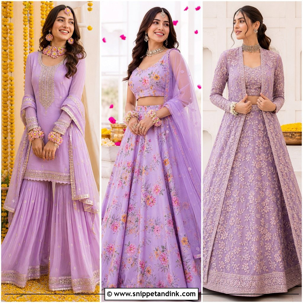 25 Lavender Haldi Outfit Ideas