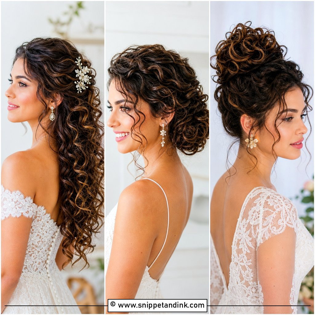 25 Long Curly Hairstyles for Wedding for Romantic Volume