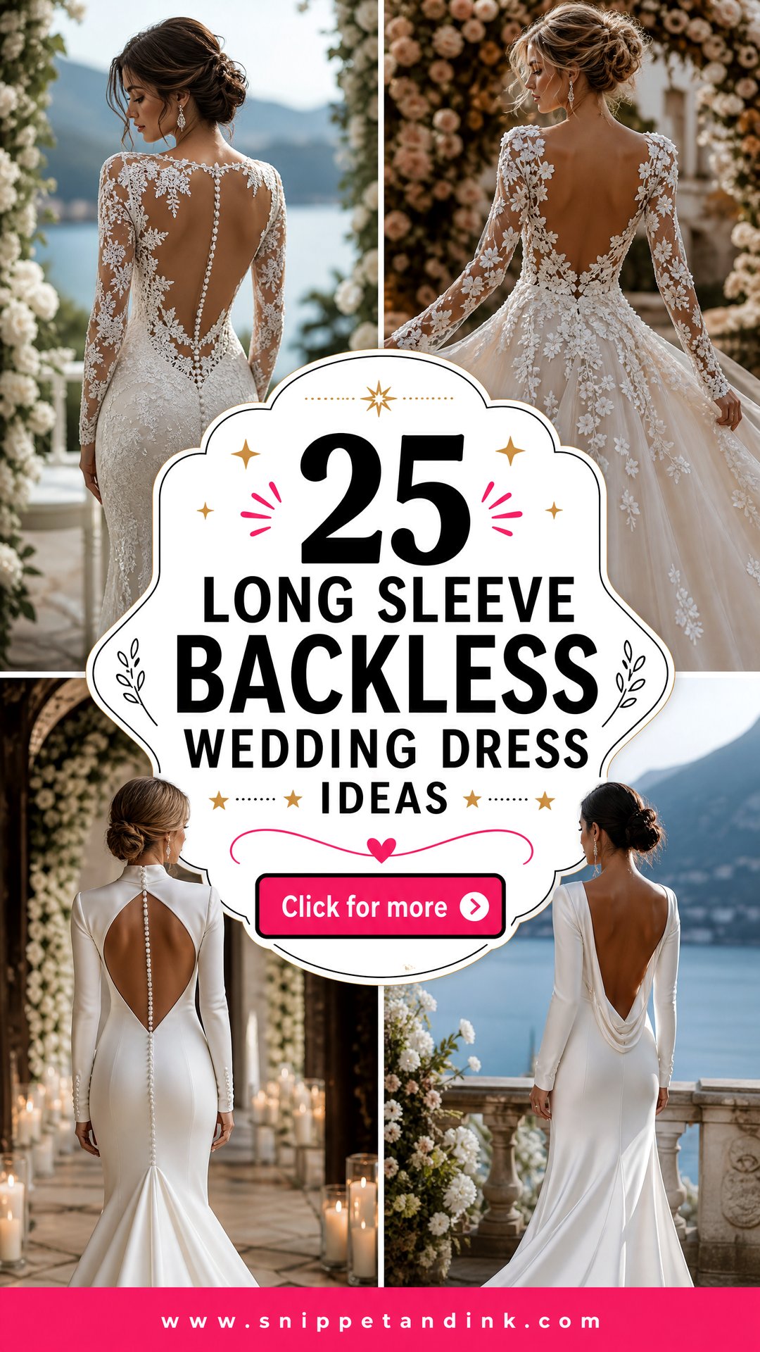 25 Long Sleeve Backless Wedding Dress Ideas for Bold Brides - 25 Long Sleeve Backless Wedding Dress Ideas for Bold Brides
