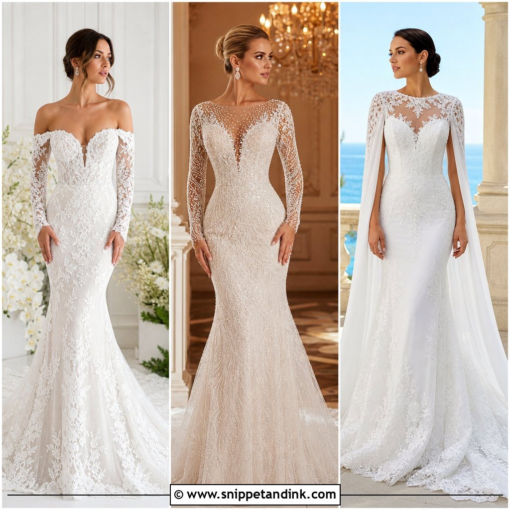 25 Long Sleeve Mermaid Wedding Dress Ideas for Statement Brides