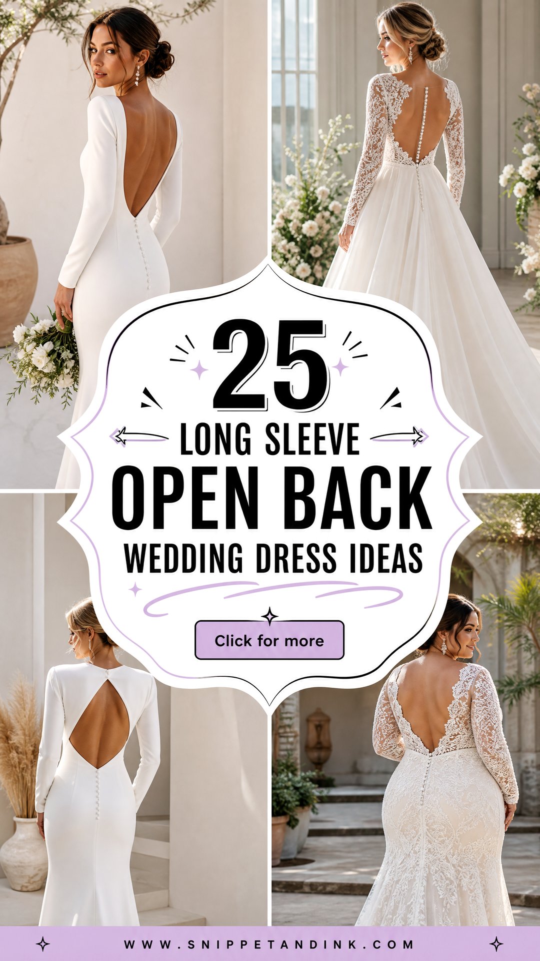 25 Long Sleeve Open Back Wedding Dress Ideas for a Stunning Look - 25 Long Sleeve Open Back Wedding Dress Ideas for a Stunning Look