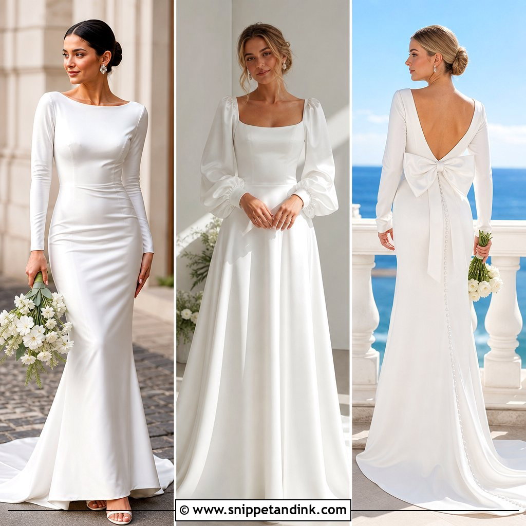 25 Long Sleeve Satin Wedding Dress Ideas for Timeless Style