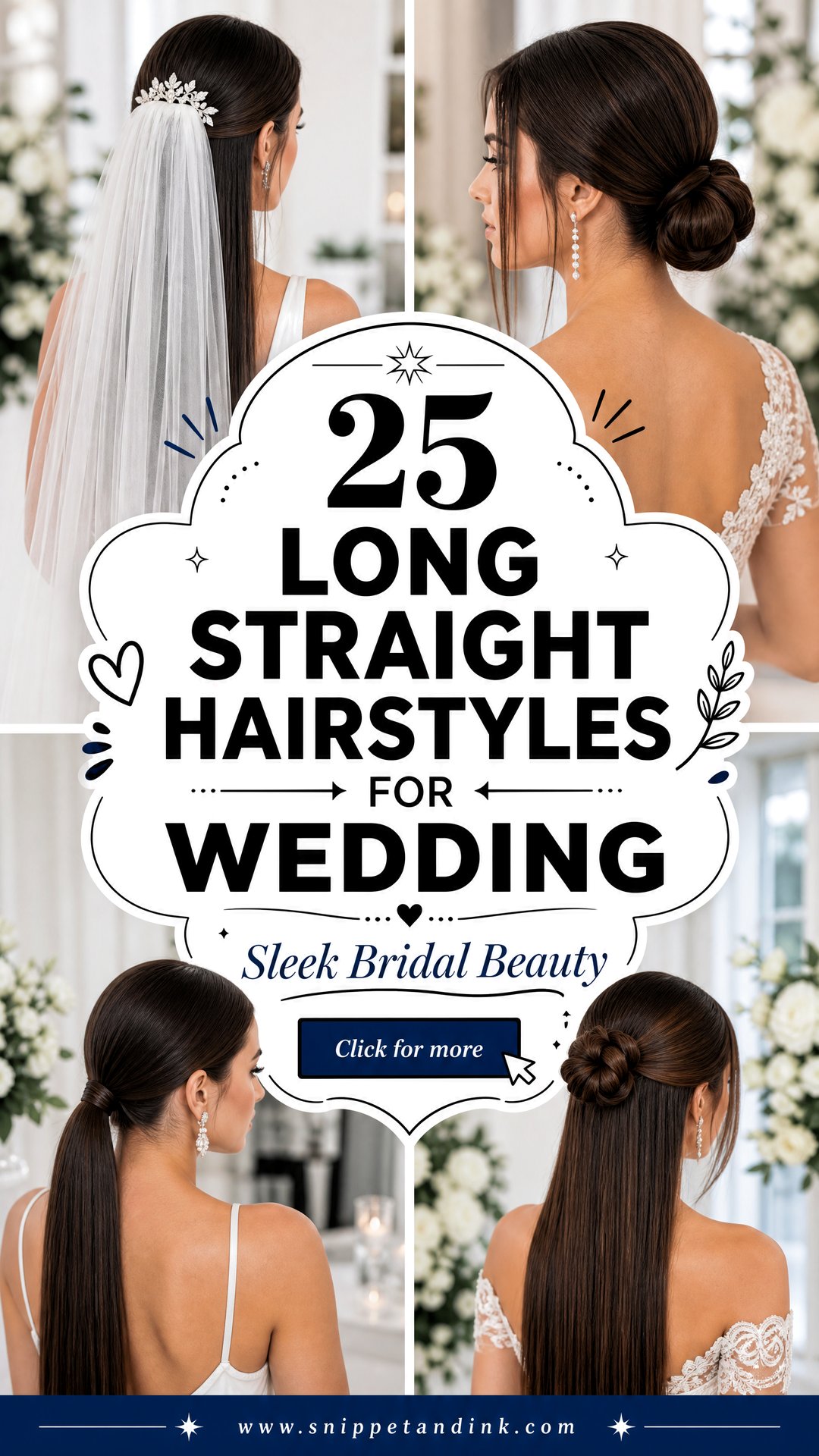 25 Long Straight Hairstyles for Wedding for Sleek Brides - 25 Long Straight Hairstyles for Wedding for Sleek Brides