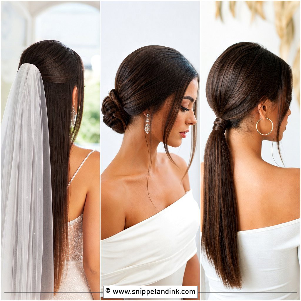 25 Long Straight Hairstyles for Wedding for Sleek Brides