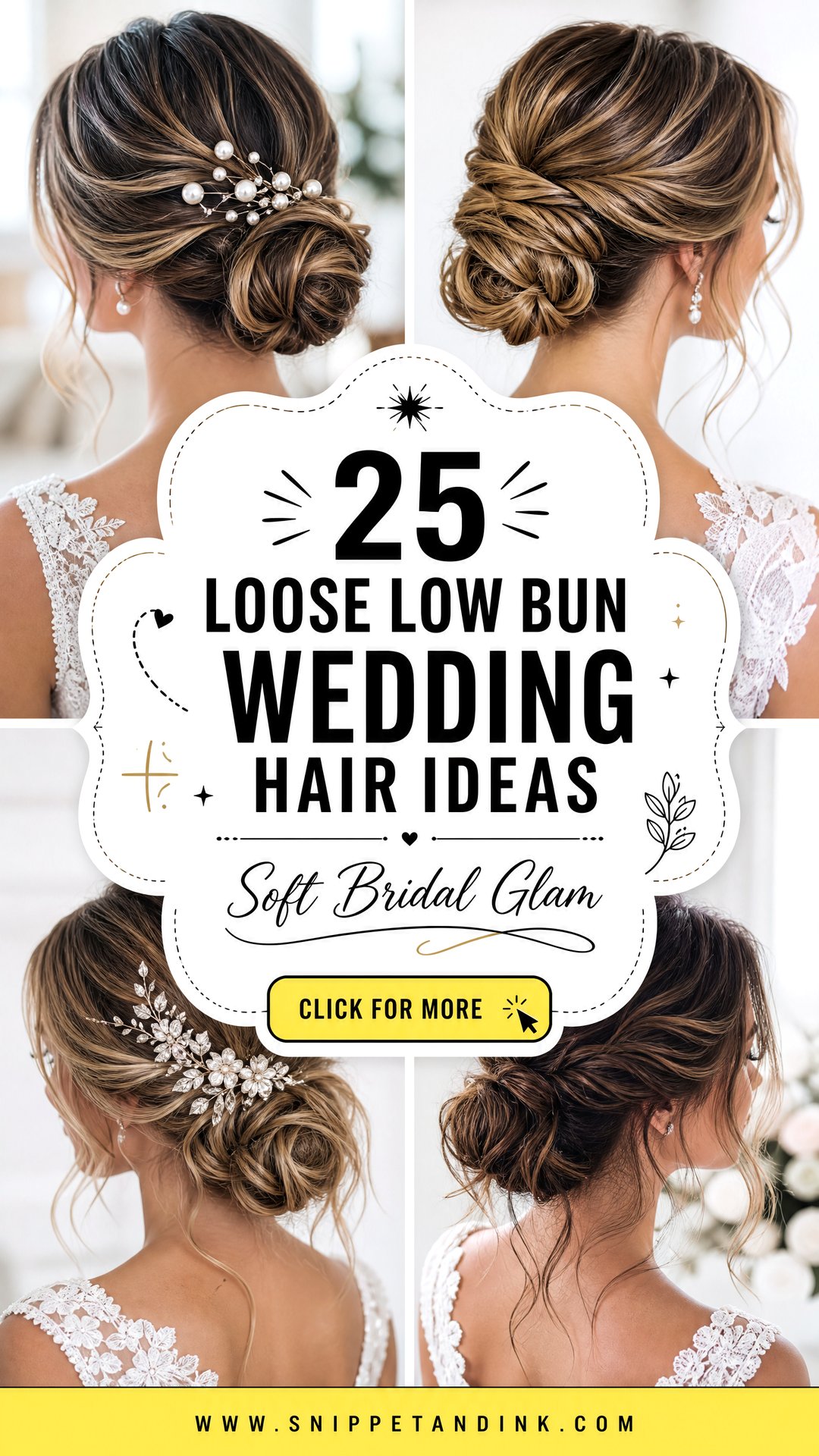 25 Loose Low Bun Wedding Hair Ideas for Soft Bridal Glam - 25 Loose Low Bun Wedding Hair Ideas for Soft Bridal Glam