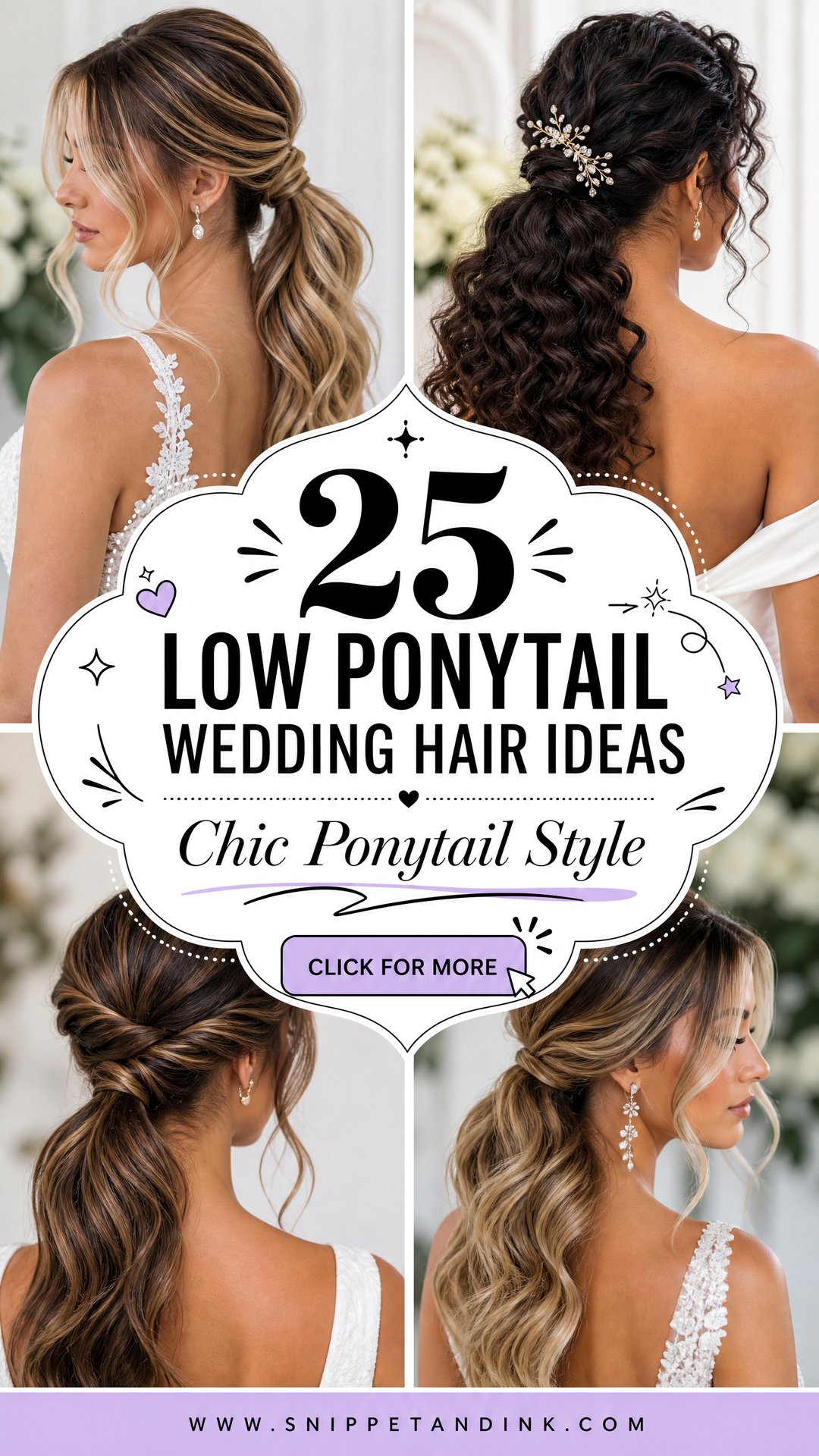 25 Low Ponytail Wedding Hair Ideas for Elegant Brides Today - 25 Low Ponytail Wedding Hair Ideas for Elegant Brides Today
