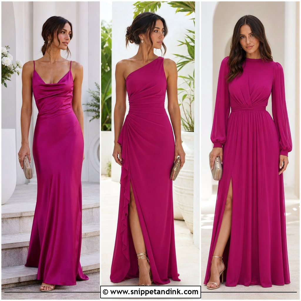 25 Magenta Dress Outfit Wedding Ideas for Bold Wedding Guests