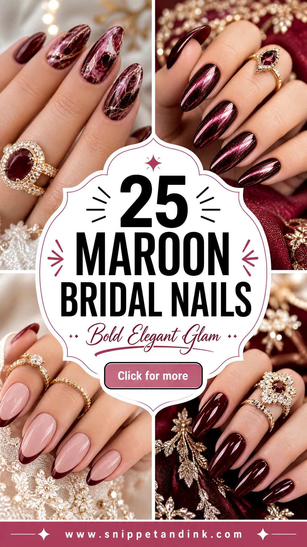 25 Maroon Bridal Nails for a Bold Elegant Wedding Look - 25 Maroon Bridal Nails for a Bold, Elegant Wedding Look