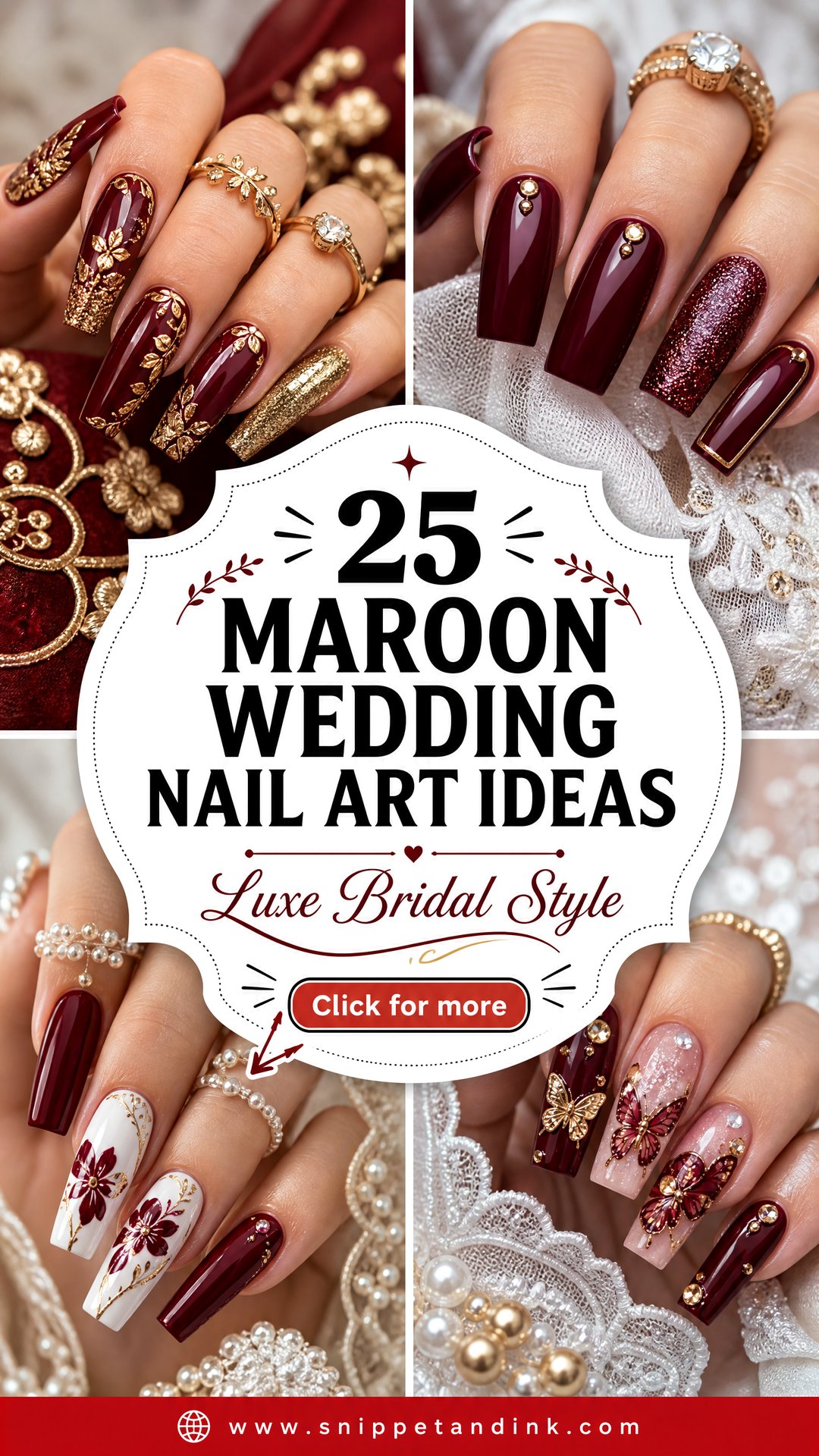 25 Maroon Wedding Nail Art Ideas for Luxe Bridal Style - 25 Maroon Wedding Nail Art Ideas for Luxe Bridal Style