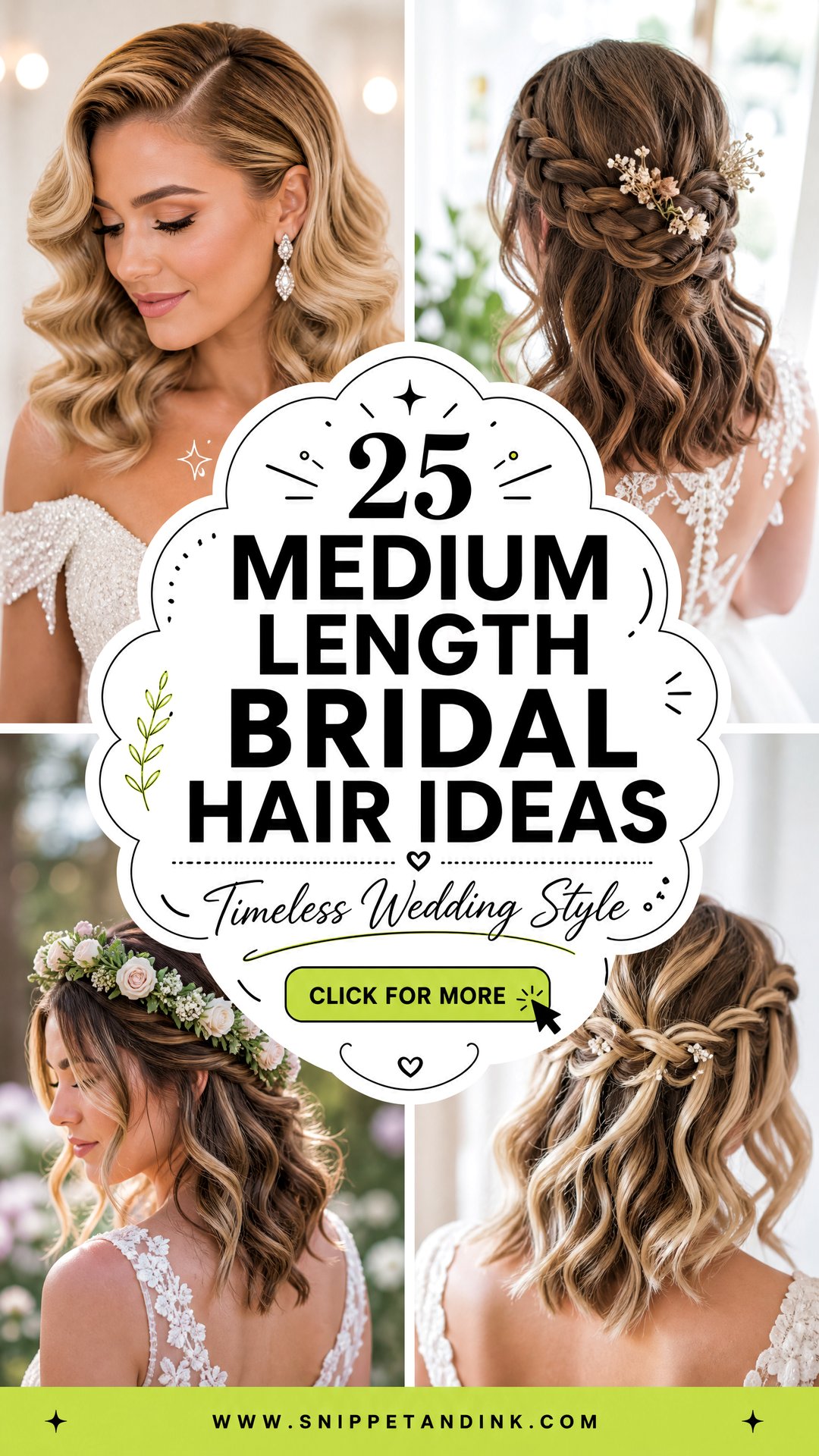 25 Medium Length Bridal Hair Ideas for Timeless Wedding Style - 25 Medium Length Bridal Hair Ideas for Timeless Wedding Style