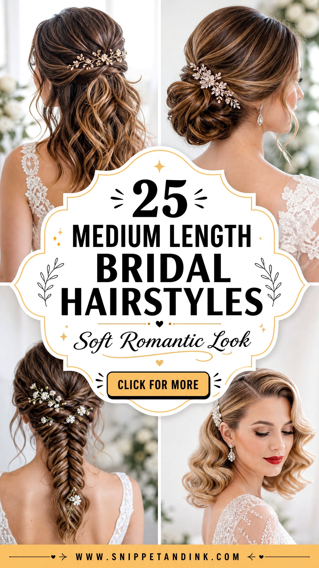 25 Medium Length Bridal Hairstyles for a Soft Romantic Look - 25 Medium Length Bridal Hairstyles for a Soft Romantic Look