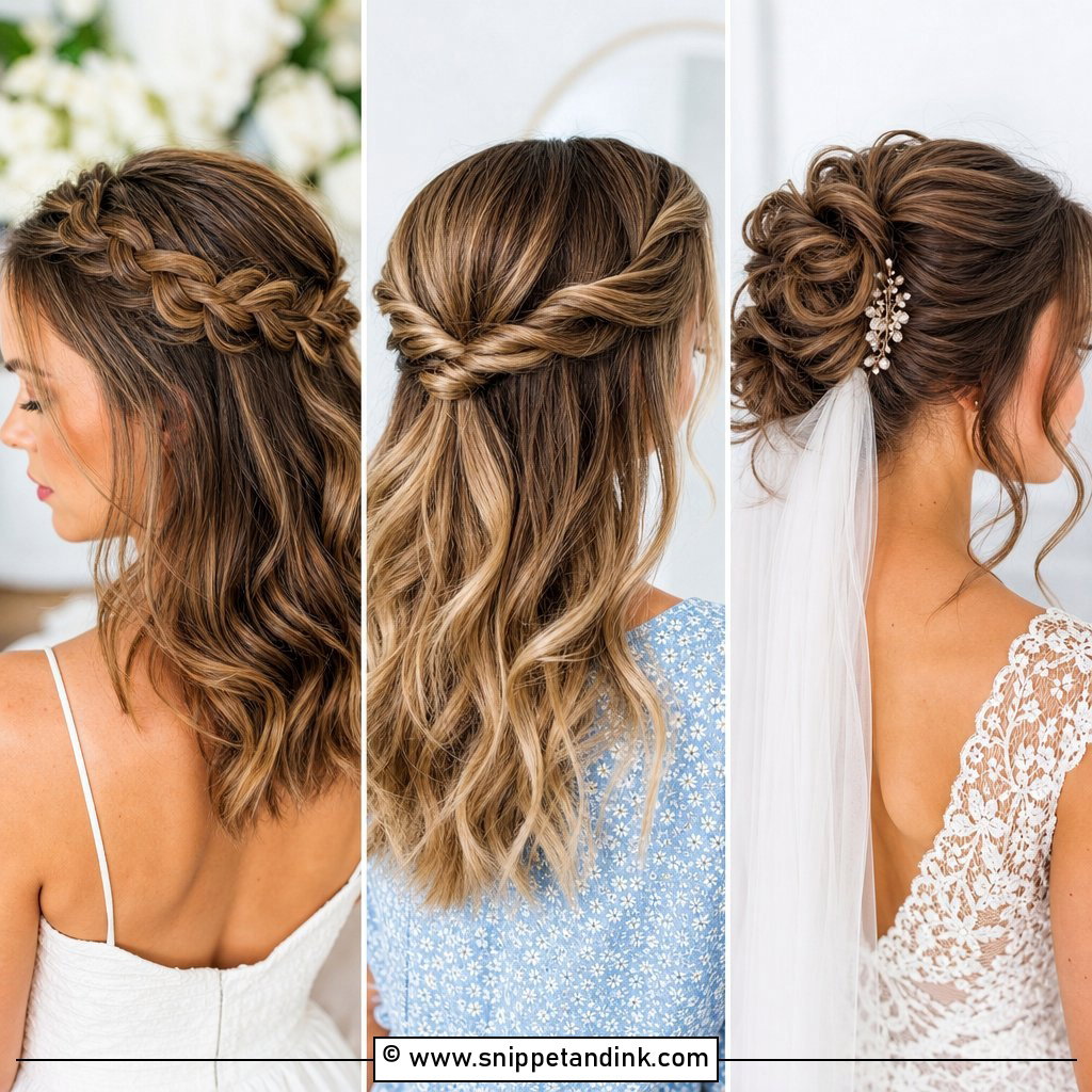 25 Medium Length Half-Up Bridal Hair Ideas for Chic Brides