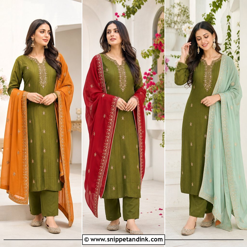 25 Mehndi Color Suit Combination Ideas: Stylish Pairings to Try