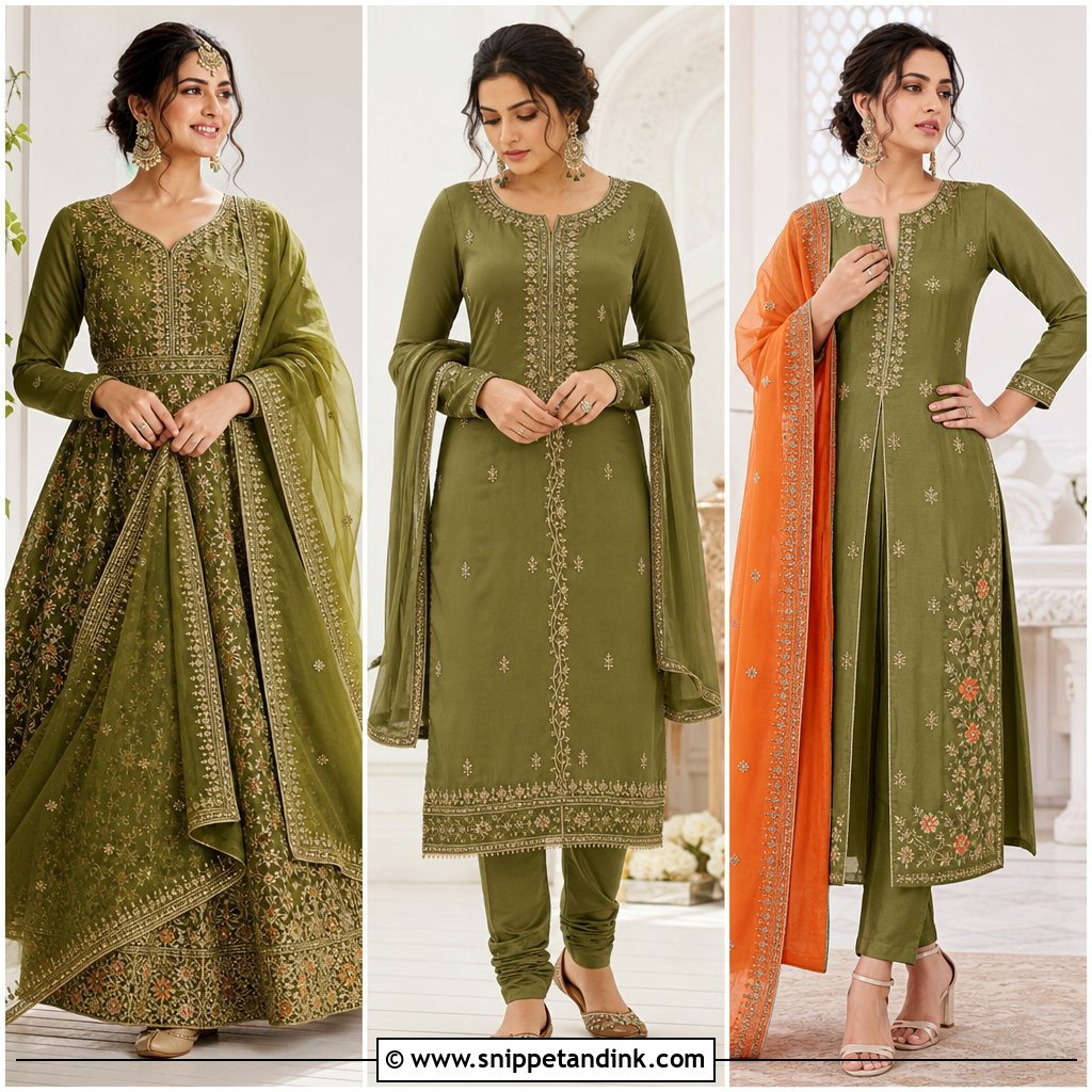 25 Mehndi Green Suit Ideas