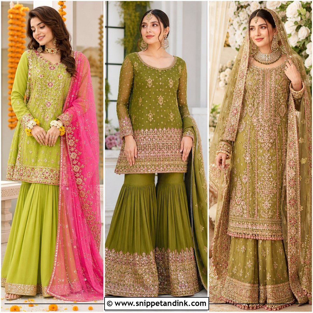 25 Mehndi Sharara Outfit Ideas for a Joyful Bridal Look
