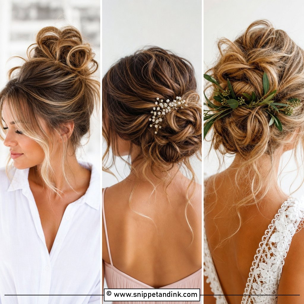 25 Messy Bun Hairstyles for Wedding Soft Bridal Looks
