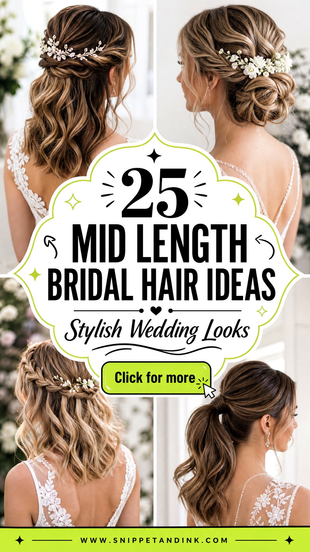 25 Mid Length Bridal Hair Ideas for Stylish Wedding Looks - 25 Mid Length Bridal Hair Ideas for Stylish Wedding Looks