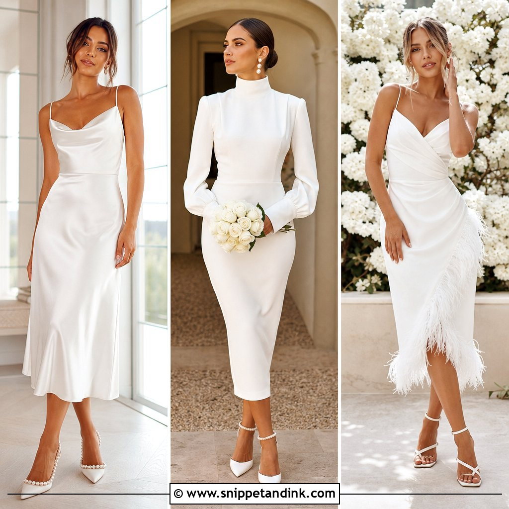 25 Midi Bridal Dress Ideas for Chic Modern City Hall Weddings