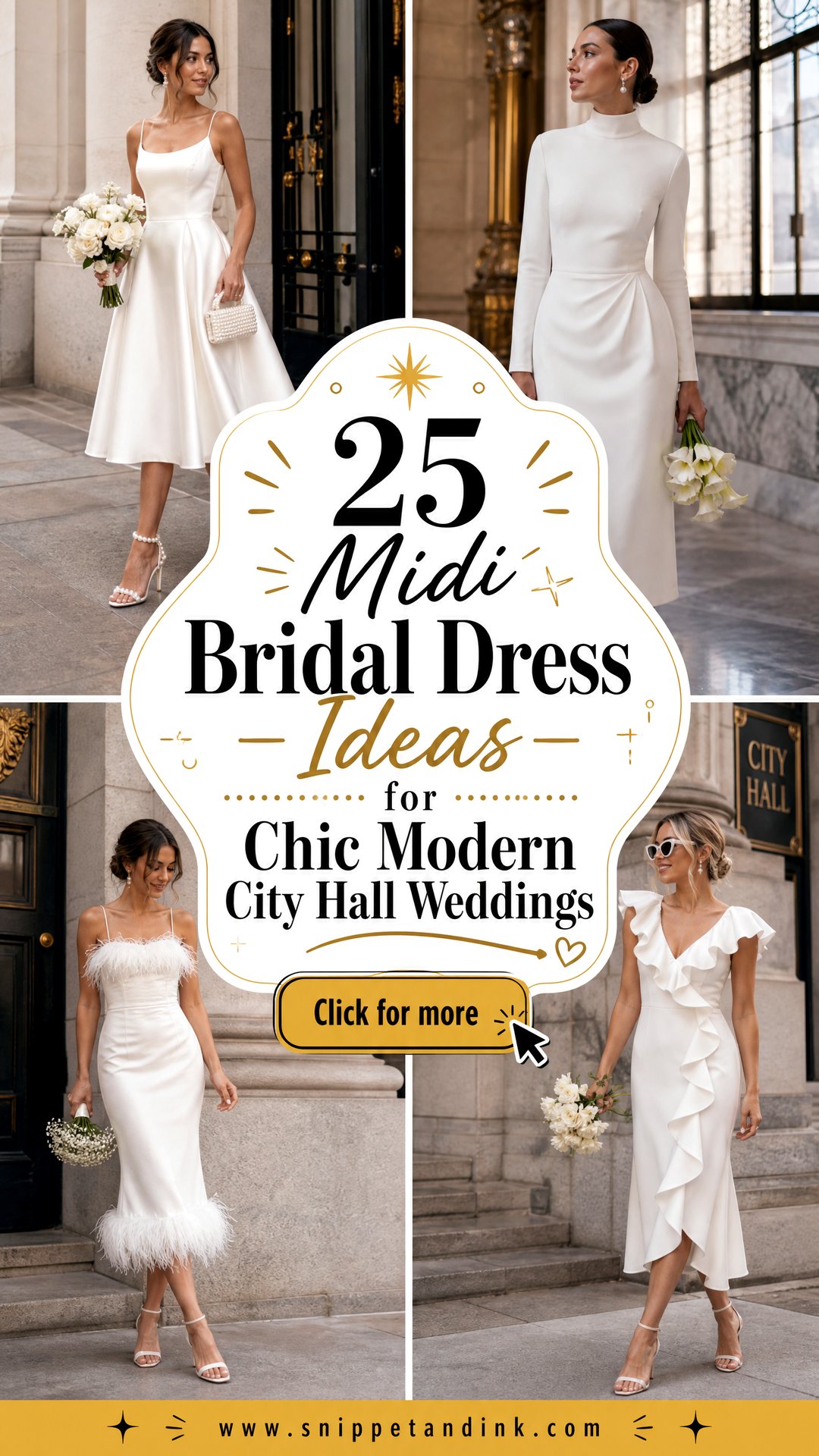 25 Midi Bridal Dress Ideas for Chic Modern City Hall Weddings - 25 Midi Bridal Dress Ideas for Chic Modern City Hall Weddings