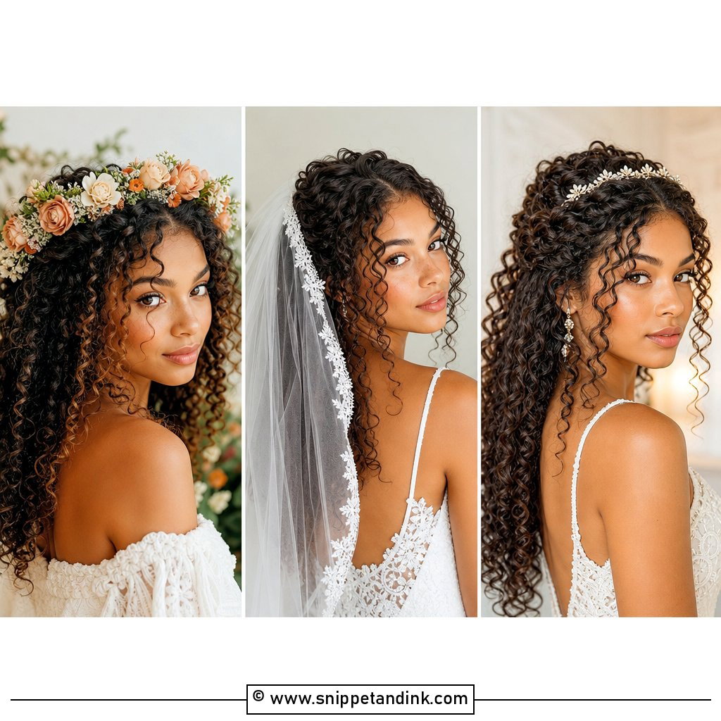 25 Natural Curly Wedding Hairstyles for Romantic Brides