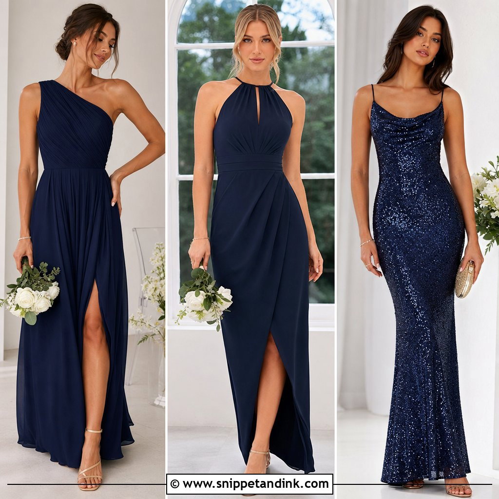25 Navy Blue Dress Outfit Wedding Ideas for Polished Guest Style