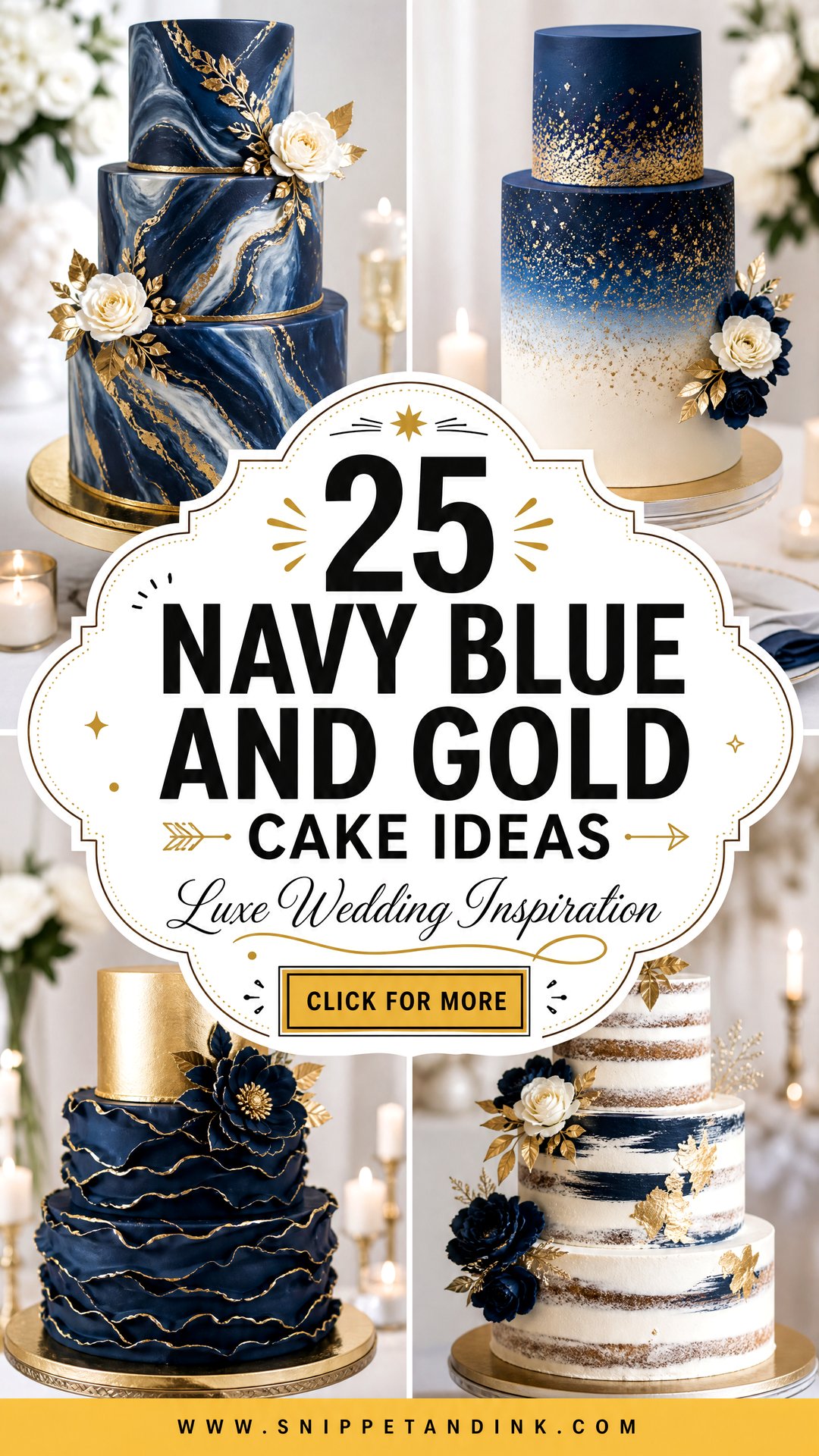 25 Navy Blue and Gold Cake Ideas for Wedding Luxe Inspiration - 25 Navy Blue and Gold Cake Ideas for Wedding Luxe Inspiration