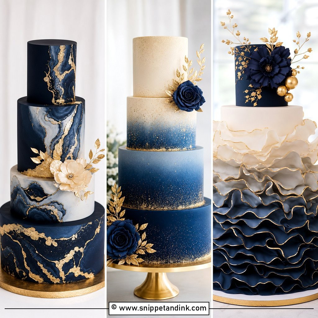 25 Navy Blue and Gold Cake Ideas for Wedding Luxe Inspiration