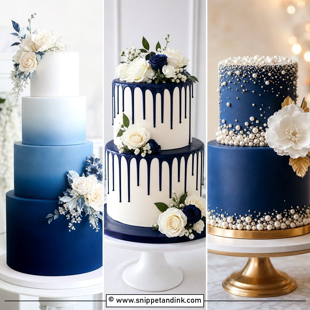 25 Navy Cake Ideas for Wedding for Elegant Coastal Style