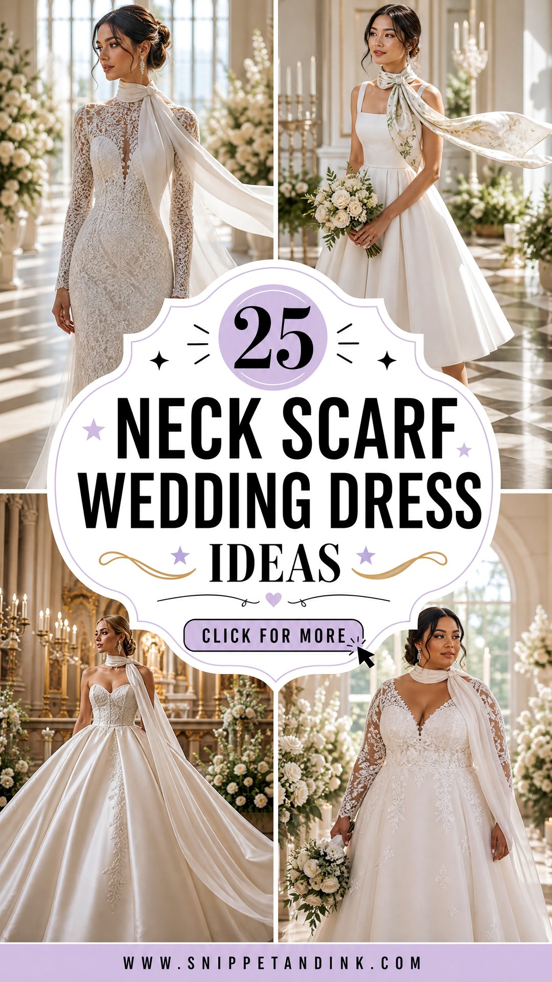 25 Neck Scarf Wedding Dress Ideas for Chic Bridal Style - 25 Neck Scarf Wedding Dress Ideas for Chic Bridal Style