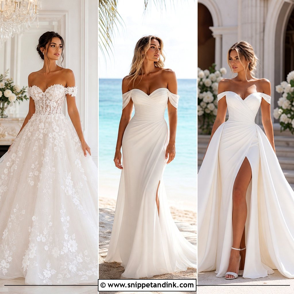 25 Off Shoulder Wedding Gown Ideas for Modern Romantic Brides