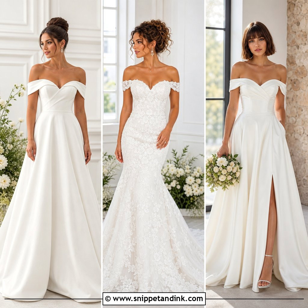 25 Off the Shoulder Wedding Dress Hairstyle Ideas to Try