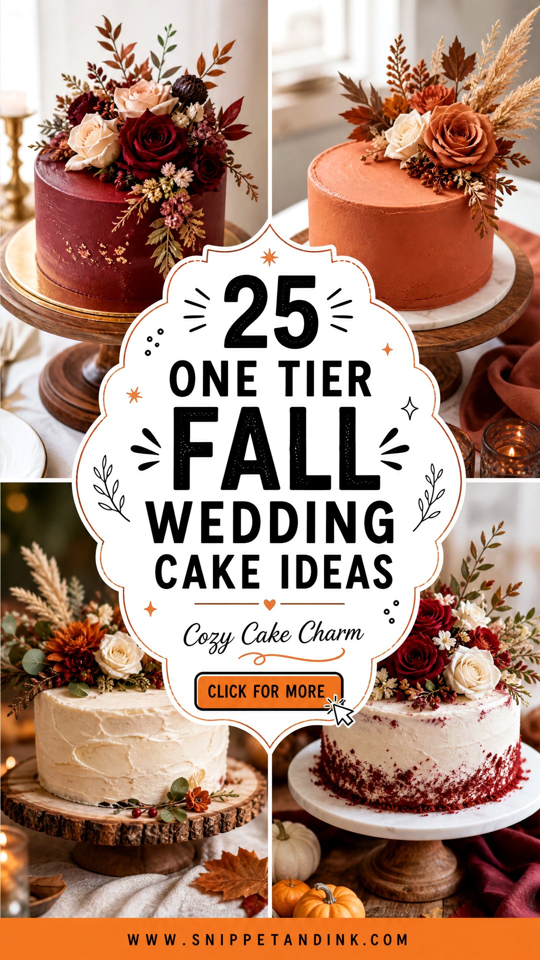 25 One Tier Fall Wedding Cake Ideas for Cozy Receptions - 25 One Tier Fall Wedding Cake Ideas for Cozy Receptions