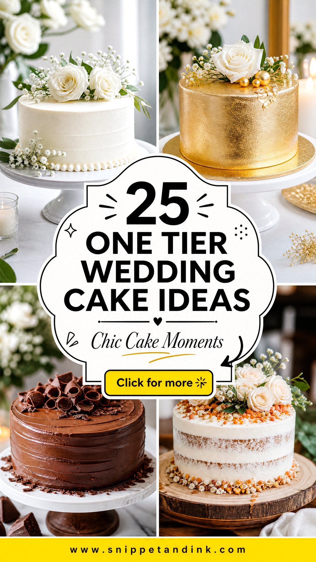 25 One Tier Wedding Cake Ideas for Chic Small Weddings - 25 One Tier Wedding Cake Ideas for Chic Small Weddings