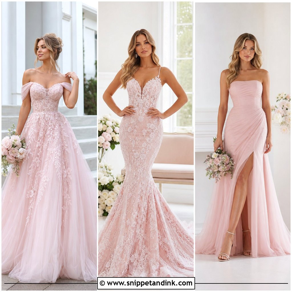 25 Pale Pink Wedding Dress Ideas for a Soft Romantic Look