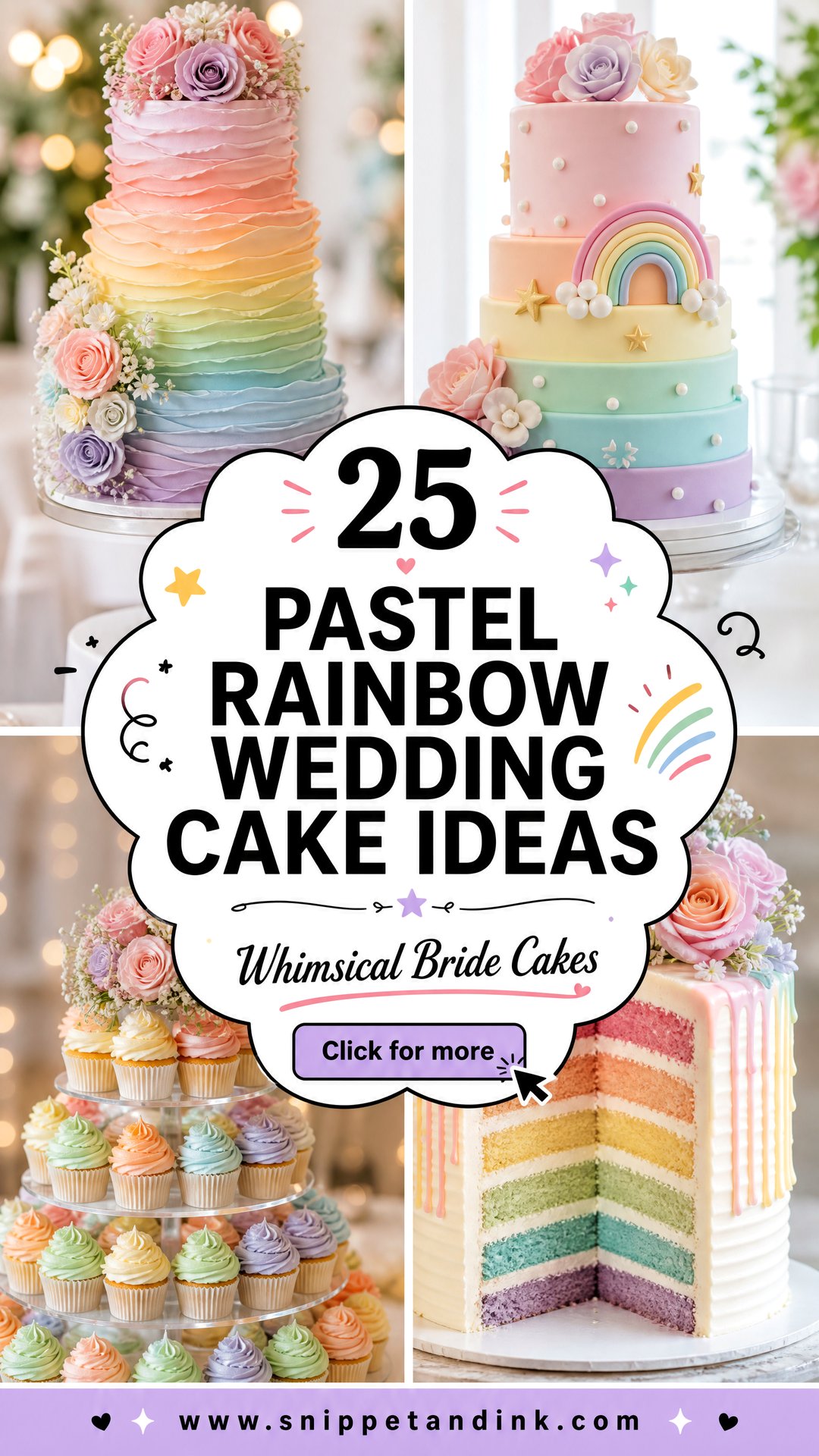 25 Pastel Rainbow Wedding Cake Ideas for Whimsical Brides - 25 Pastel Rainbow Wedding Cake Ideas for Whimsical Brides