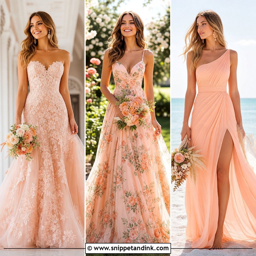 25 Peach Wedding Dress Ideas for a Soft Romantic Bridal Look