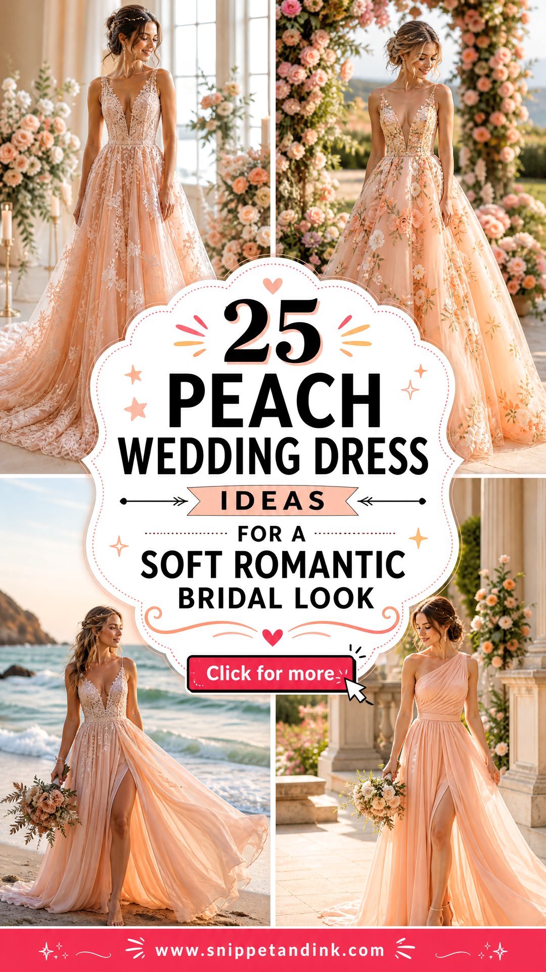 25 Peach Wedding Dress Ideas for a Soft Romantic Bridal Look - 25 Peach Wedding Dress Ideas for a Soft Romantic Bridal Look